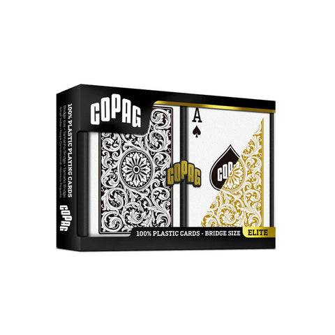 Copag Elite Bridge Playing Cards Double Deck Regular Index Gold Black