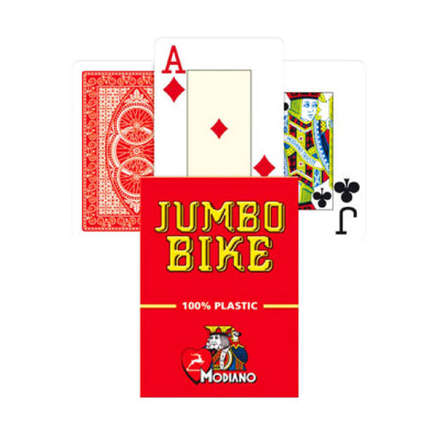 2 Jumbo Bike Trophy Decks Blue Red Playing Cards Modiano 100% Plastic Poker