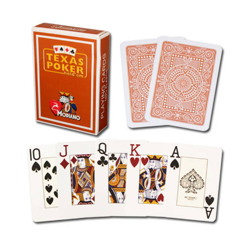 Texas Poker Hold Em Brown Playing Cards Deck Modiano Jumbo Index Poker Size