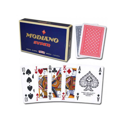 Ramino Super Fiori Playing Cards Deck Modiano Bridge Index Blue Red
