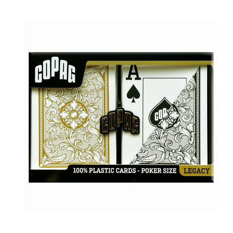 Legacy Plastic Playing Cards Poker Size (black/gold) Double Deck Set Copag