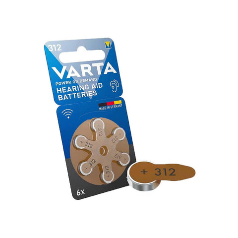 30x Varta Size 312 Pr41 Hearing Aid Batteries 1.45V Zinc Air Germany