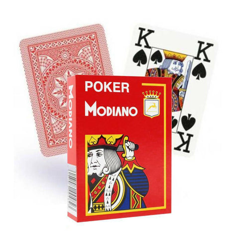 Poker Modiano Red Plastic Playing Cards 4 Large Index Poker Size