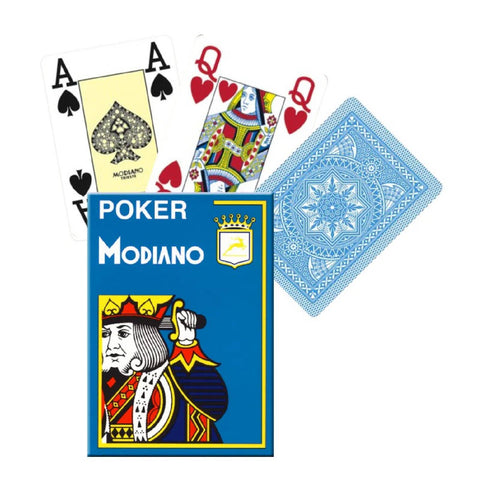 Poker Modiano Blue Plastic Playing Cards 4 Large Index Poker Size