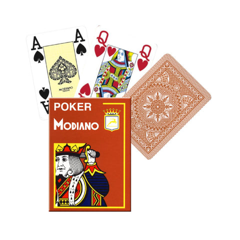Modiano Poker Playing Cards Deck Brown 4 Jumbo Large Index Italy Plastic