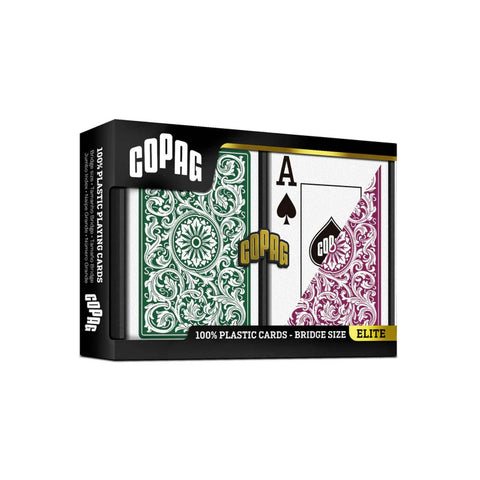 Copag Elite Bridge Size Playing Cards Double Deck Jumbo Burgundy Green