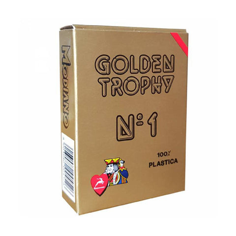 Golden Trophy Red Poker Playing Cards Deck N1 Plastic Modiano