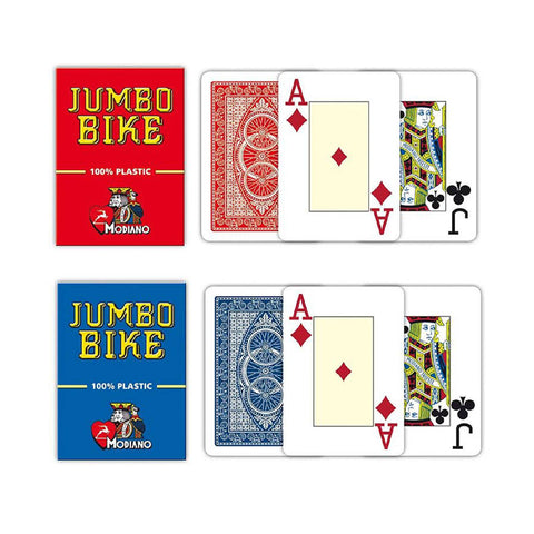 2 Jumbo Bike Trophy Decks Blue Red Playing Cards Modiano 100% Plastic Poker