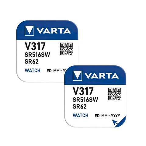 2 Varta 317 SR62 Battery Silver 1.55V Coin Button Cell Watch