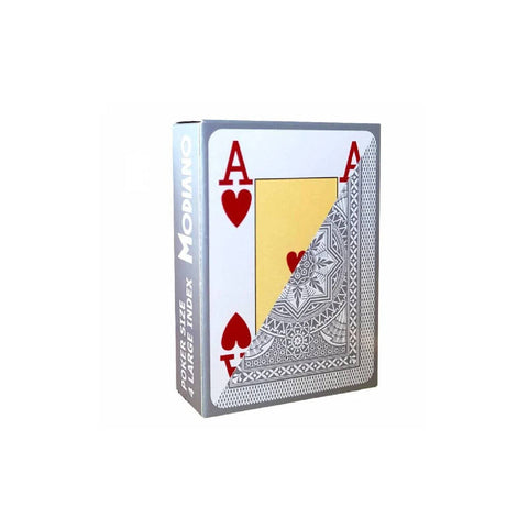 Modiano Poker Playing Cards Deck 4 Jumbo Index Large Grey Plastic
