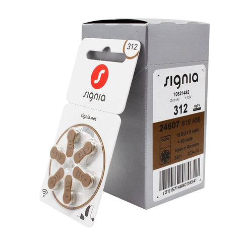 60x Siemens Signia Size 312 Pr41 Hearing Aid Batteries 1.45V Zinc Air