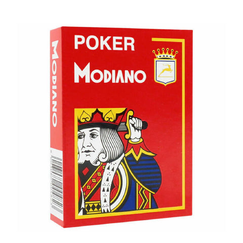 Poker Modiano Red Plastic Playing Cards 4 Large Index Poker Size