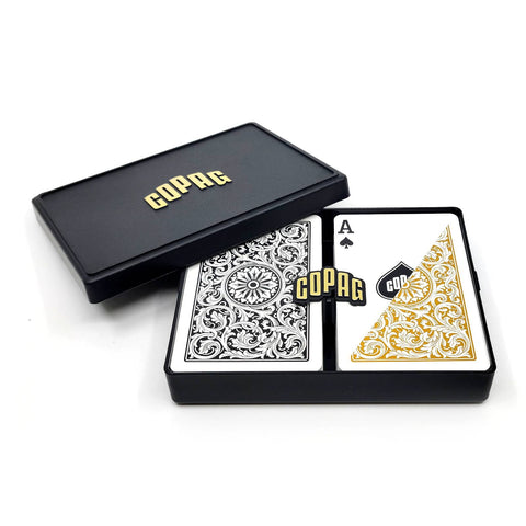 Copag Elite Bridge Playing Cards Double Deck Regular Index Gold Black