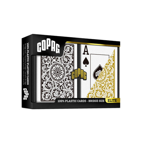 Copag Elite 1546 Plastic Playing Cards Bridge Jumbo In Black/Gold Double