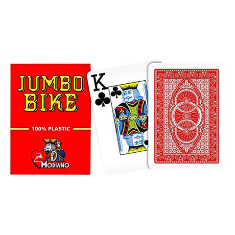 Jumbo Bike Trophy Red Playing Cards Deck Modiano 100% Plastic Magic Poker