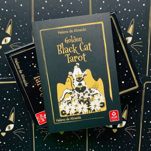 Golden Black Cat Tarot Cards Deck Helena De Almeida Agm Urania With Bag