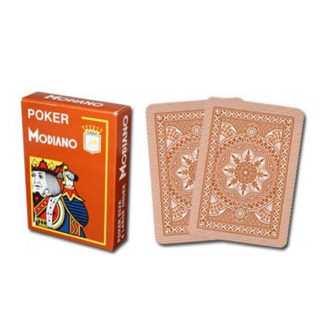 Modiano Poker Playing Cards Deck Brown 4 Jumbo Large Index Italy Plastic