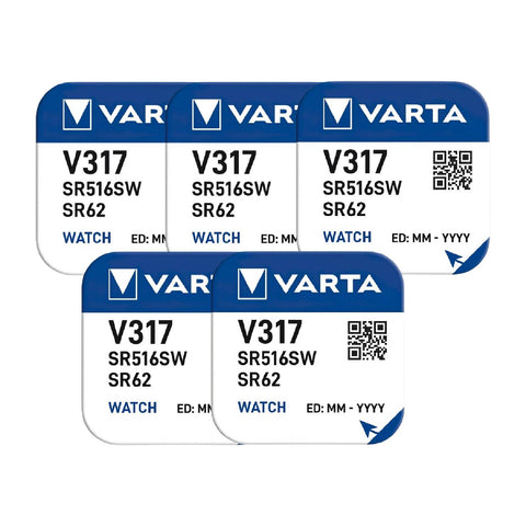 5x Varta 317 SR62 Battery Silver 1.55V Coin Button Cell Watch