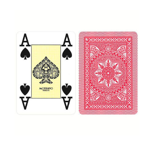 Poker Modiano Red Plastic Playing Cards 4 Large Index Poker Size