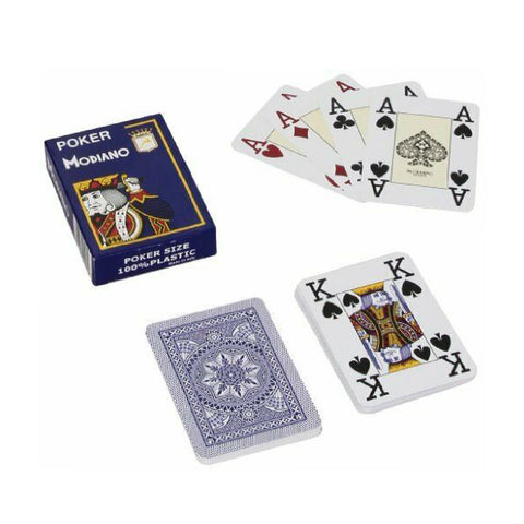 Poker Modiano Blue Plastic Playing Cards 4 Large Index Poker Size