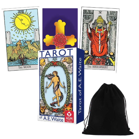 Tarot Of Ae Waite Standard Deck Blue Edition Rosy Cross Agm With Bag
