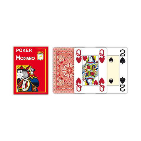 Poker Modiano Red Plastic Playing Cards 4 Large Index Poker Size