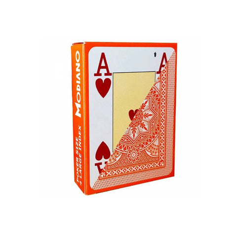 Modiano Poker Orange Playing Cards Deck 4 Jumbo Index Large Plastic