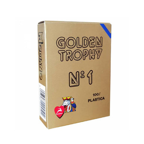 Golden Trophy Blue Poker Playing Cards Deck N1 Plastic Modiano Made In Italy