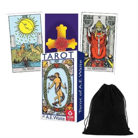 Ae Waite Tarot Pocket Deck Cards Blue Edition Rosy Cross Agm With Bag