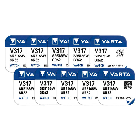 10x Varta 317 SR62 Battery Silver 1.55V Coin Button Cell Watch