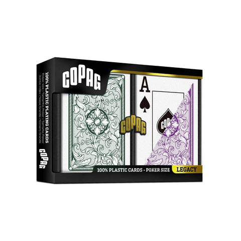 Legacy Playing Cards Poker Size (Green/Purple) Double Deck Set Copag