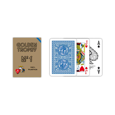 Golden Trophy Blue Poker Playing Cards Deck N1 Plastic Modiano Made In Italy