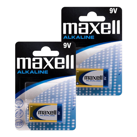2x Maxell Alkaline 9V 6Lr61 Battery E Block 6Am6 Mn1604 En22 Long Life