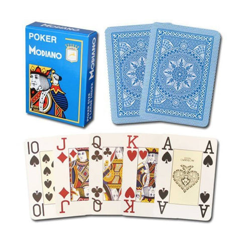Modiano Poker Playing Cards Deck Light Blue 4 Jumbo Large Index Plastic