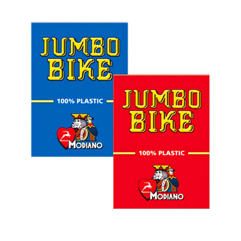 2 Jumbo Bike Trophy Decks Blue Red Playing Cards Modiano 100% Plastic Poker