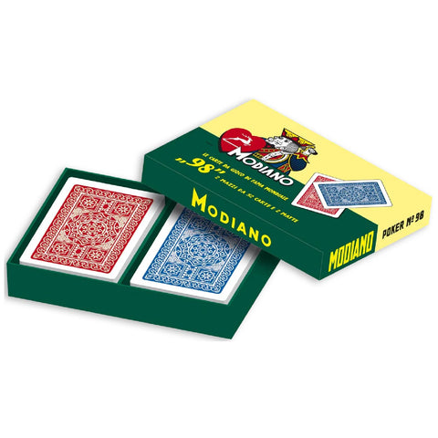 Modiano 98 Poker 2 Playing Cards Decks Box Set Limited Edition Red Blue
