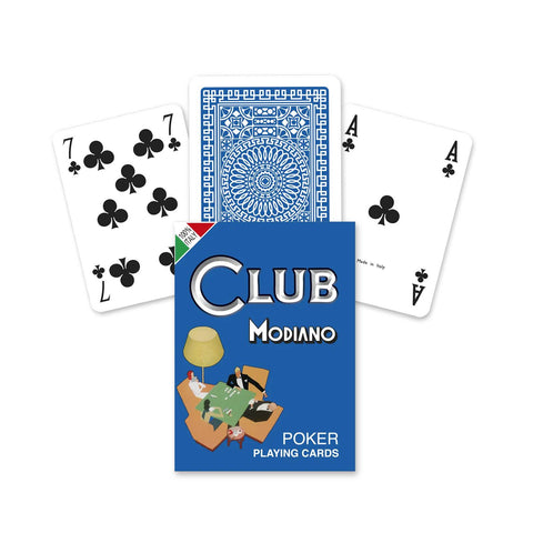 Poker Club Blue Back Playing Cards Deck Poker Size Made In Italy Modiano