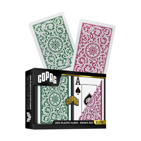 Copag Elite Bridge Size Playing Cards Double Deck Jumbo Burgundy Green