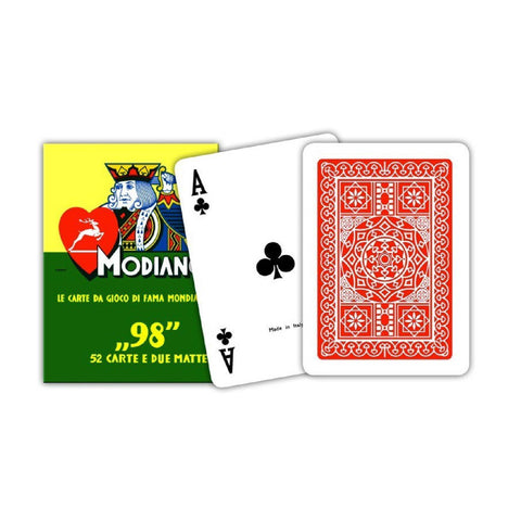 Modiano 98 Poker Red Back Playing Cards Deck Poker Size Made In Italy