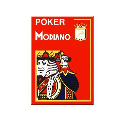 Poker Modiano Red Plastic Playing Cards 4 Large Index Poker Size