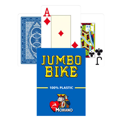 Jumbo Bike Trophy Decks Blue Playing Cards Modiano 100% Plastic Poker