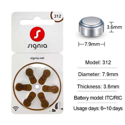60x Siemens Signia Size 312 Pr41 Hearing Aid Batteries 1.45V Zinc Air