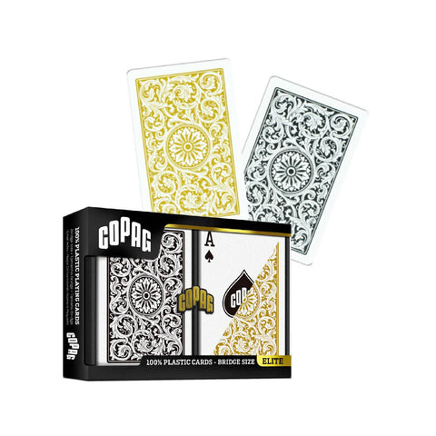 Copag Elite Bridge Playing Cards Double Deck Regular Index Gold Black