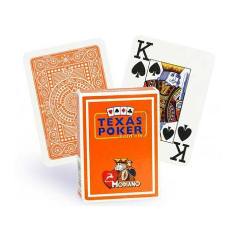 Texas Poker Hold Em Orange Playing Cards Deck Modiano Jumbo Index Poker Size