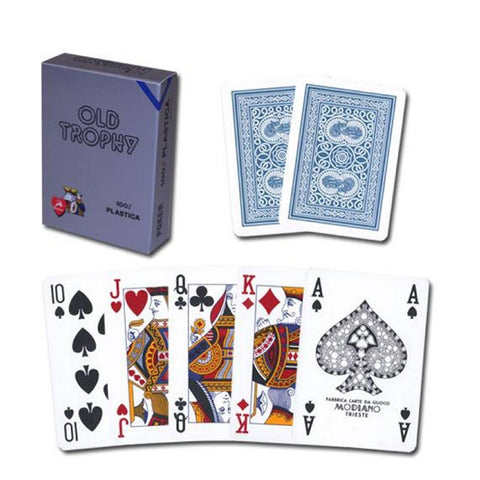 Old Trophy Blue Poker Playing Cards Deck Plastic Modiano Magic Tricks