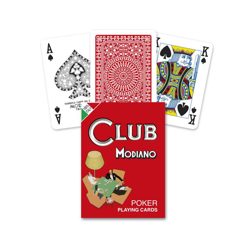 Poker Club Red Back Playing Cards Deck Poker Size Made In Italy Modiano