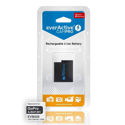 Everactive Campro Gopro Battery Rechargeable Li-Ion 3.85V Ajbat-001