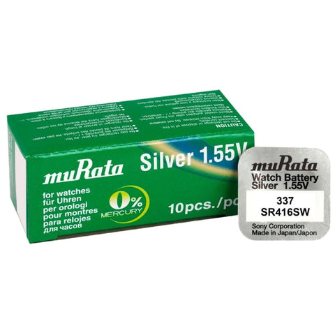 10x Murata 337 SR416SW 1.55V Silver Oxide Watch Batteries for Watches