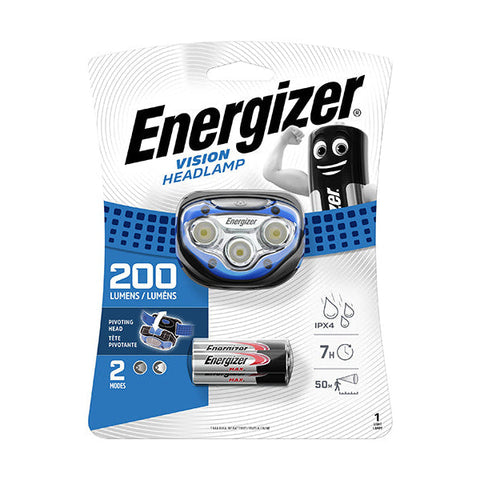 Energizer Vision LED Headlamp 200 Lumens Blue IPX4 with 3x AAA Batteries