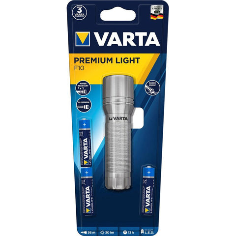 Varta Premium Light F10 LED Flashlight 30lm 36m Range 3x AAA Included